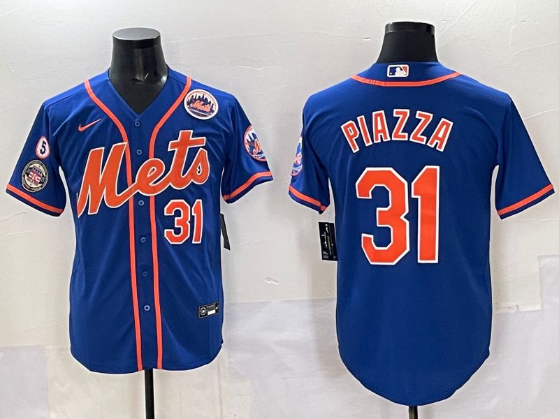 Men 2025 New York Mets 31 Piazza Blue Game Nike MLB Jersey style 04